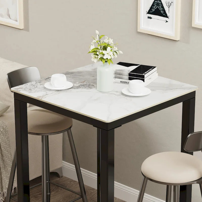 Black/White Modern Square Bar Table for 2