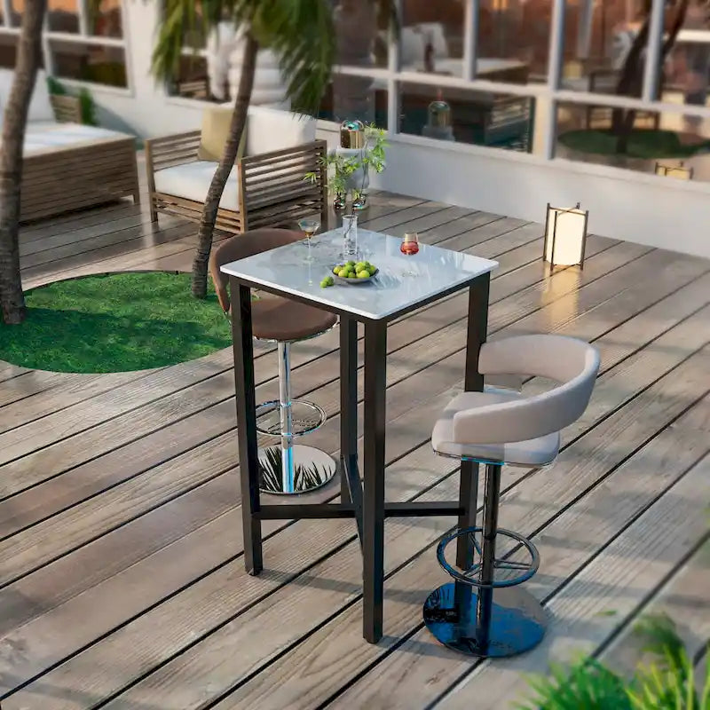 Black/White Modern Square Bar Table for 2