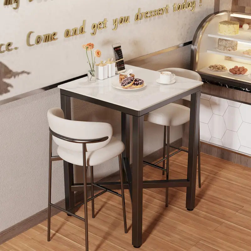 Black/White Modern Square Bar Table for 2