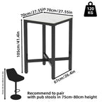 Black/White Modern Square Bar Table for 2
