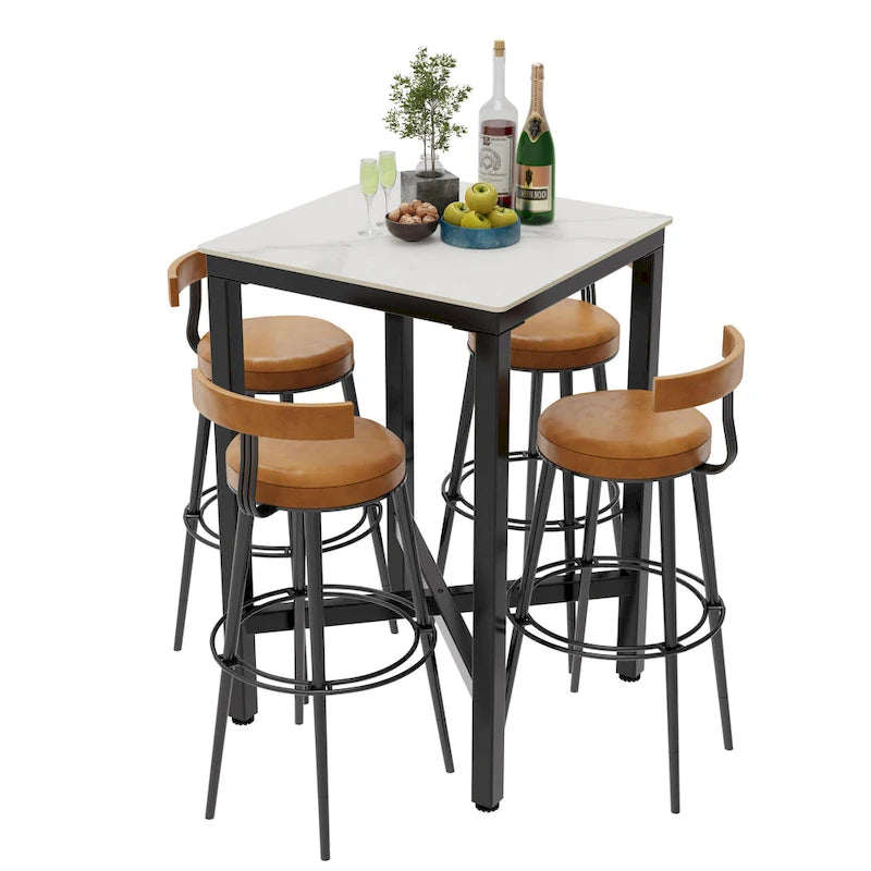 Black/White Modern Square Bar Table for 2