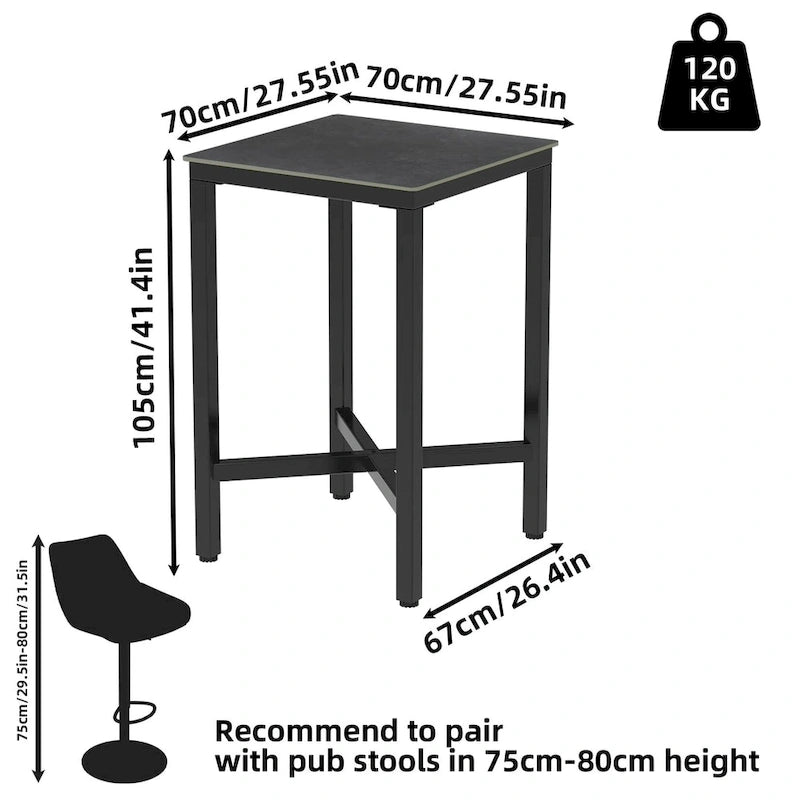 Black/White Modern Square Bar Table for 2