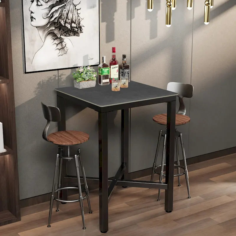 Black/White Modern Square Bar Table for 2