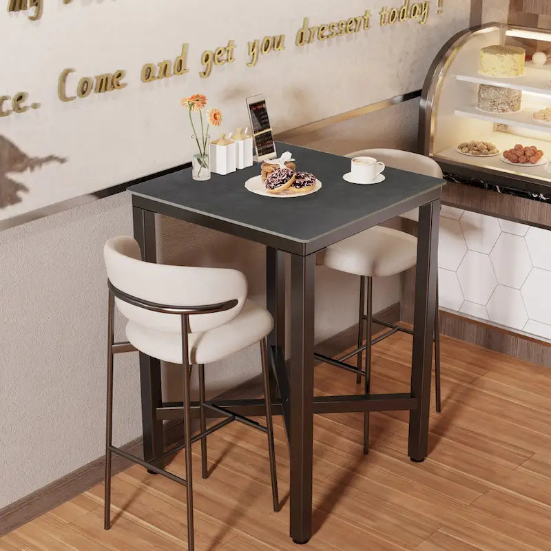 Black/White Modern Square Bar Table for 2