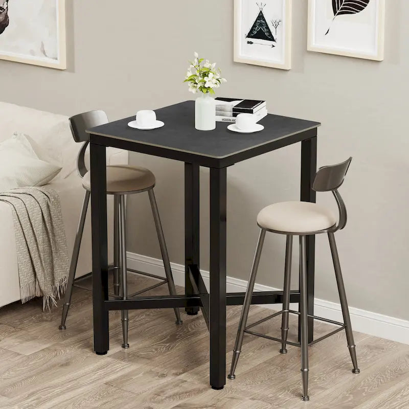 Black/White Modern Square Bar Table for 2