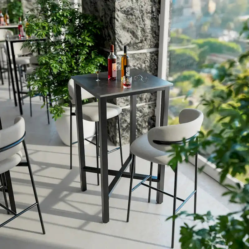 Black/White Modern Square Bar Table for 2