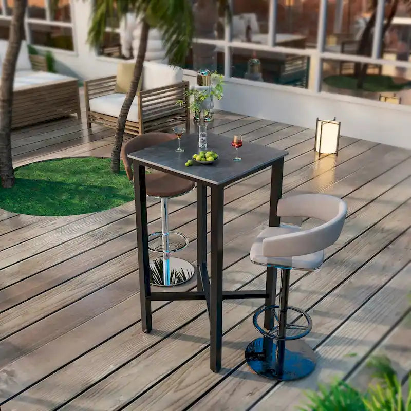 Black/White Modern Square Bar Table for 2