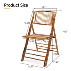Chaise de salle à manger pliante en rotin et bambou marron, intérieur/extérieur, à l'unité/par lot de 4