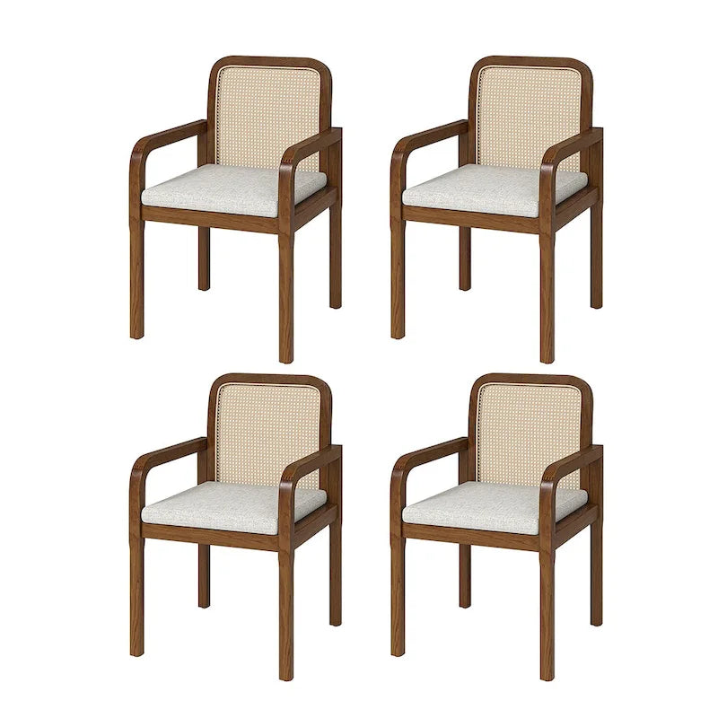 Chaise de salle à manger Acorn / Rotin noir avec coussin amovible, lot de 2 ou 4