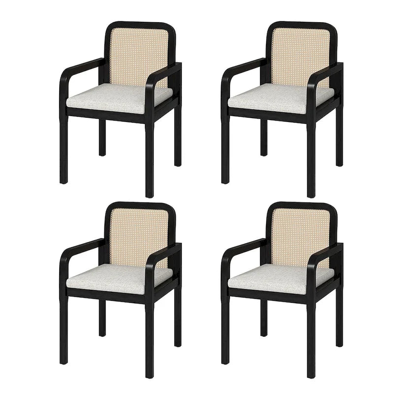 Chaise de salle à manger Acorn / Rotin noir avec coussin amovible, lot de 2 ou 4