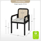 Chaise de salle à manger Acorn / Rotin noir avec coussin amovible, lot de 2 ou 4