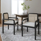 Chaise de salle à manger Acorn / Rotin noir avec coussin amovible, lot de 2 ou 4