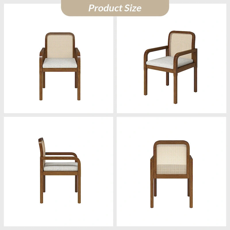 Chaise de salle à manger Acorn / Rotin noir avec coussin amovible, lot de 2 ou 4