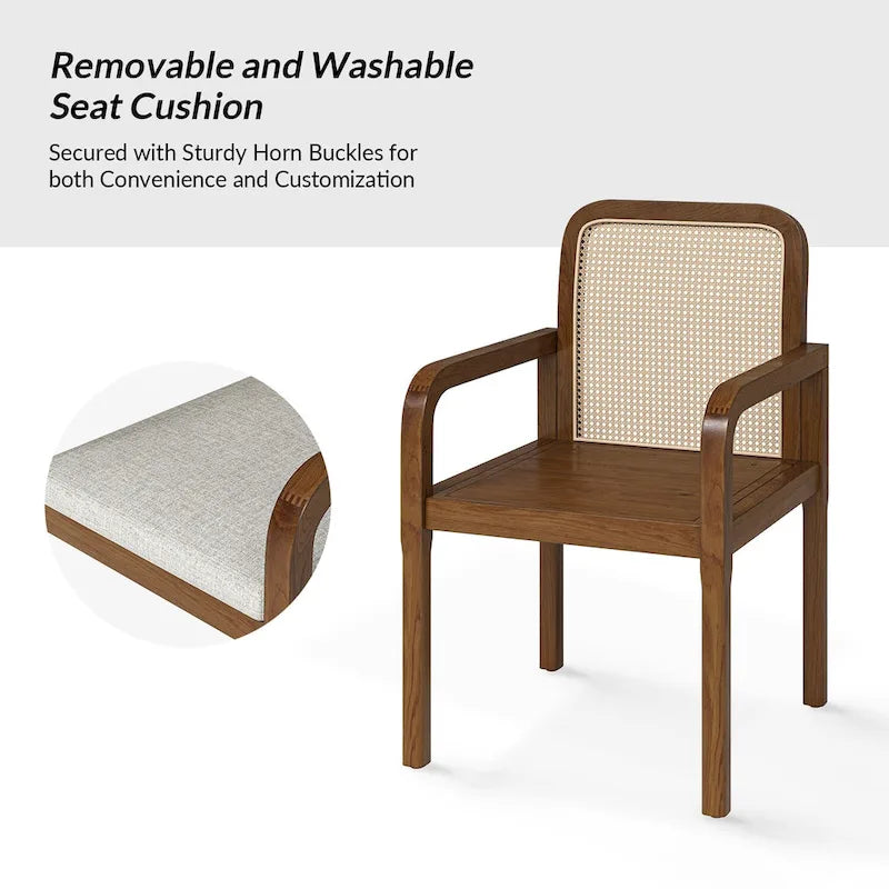 Chaise de salle à manger Acorn / Rotin noir avec coussin amovible, lot de 2 ou 4