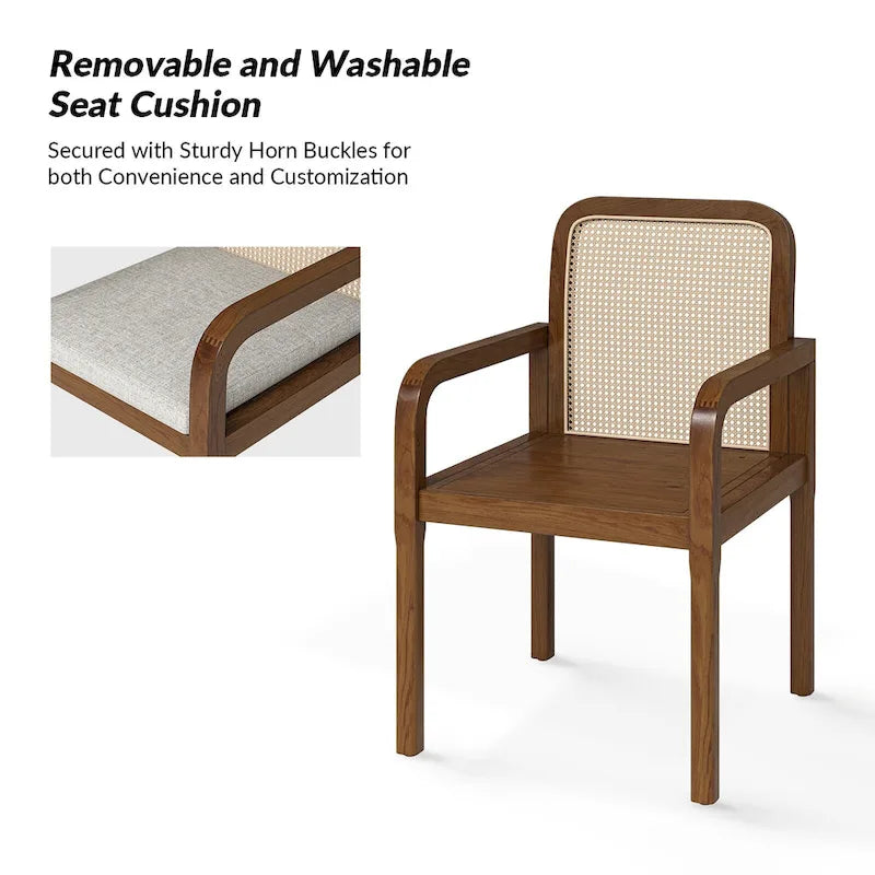 Chaise de salle à manger Acorn / Rotin noir avec coussin amovible, lot de 2 ou 4