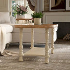 Grey/Beige Square Coffee Table with Tray Top and Lower Shelf