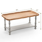 Grey/Beige Square Coffee Table with Tray Top and Lower Shelf