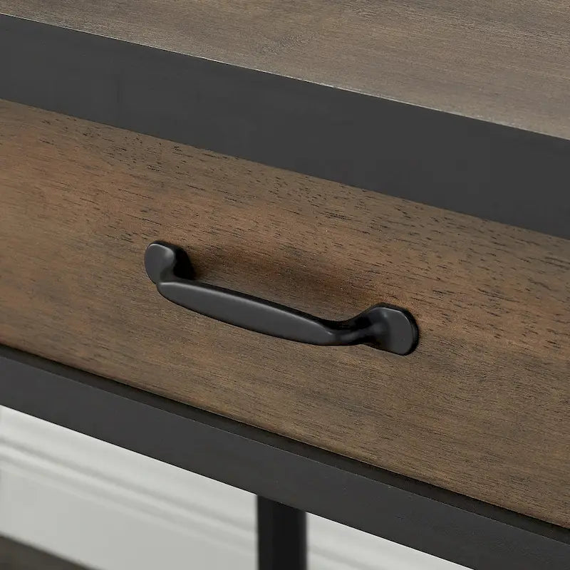 Walnut Mid-Century Side End Table with Drawer & Shelf