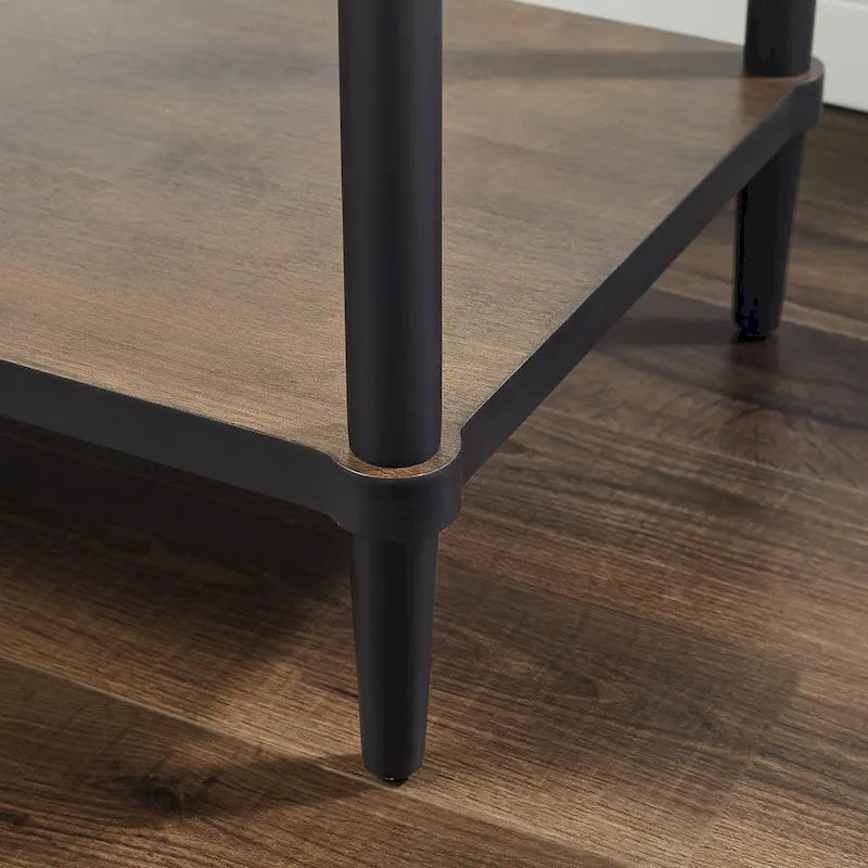 Walnut Mid-Century Side End Table with Drawer & Shelf