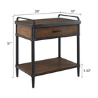 Walnut Mid-Century Side End Table with Drawer & Shelf
