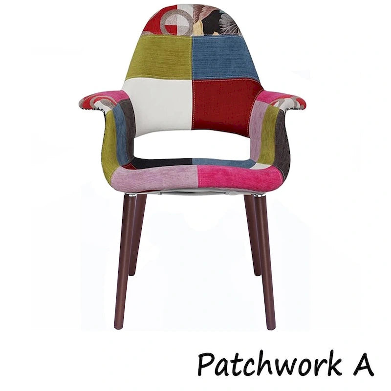 Fauteuil de salle à manger capitonné Mid-Century multicolore/patchwork, une place