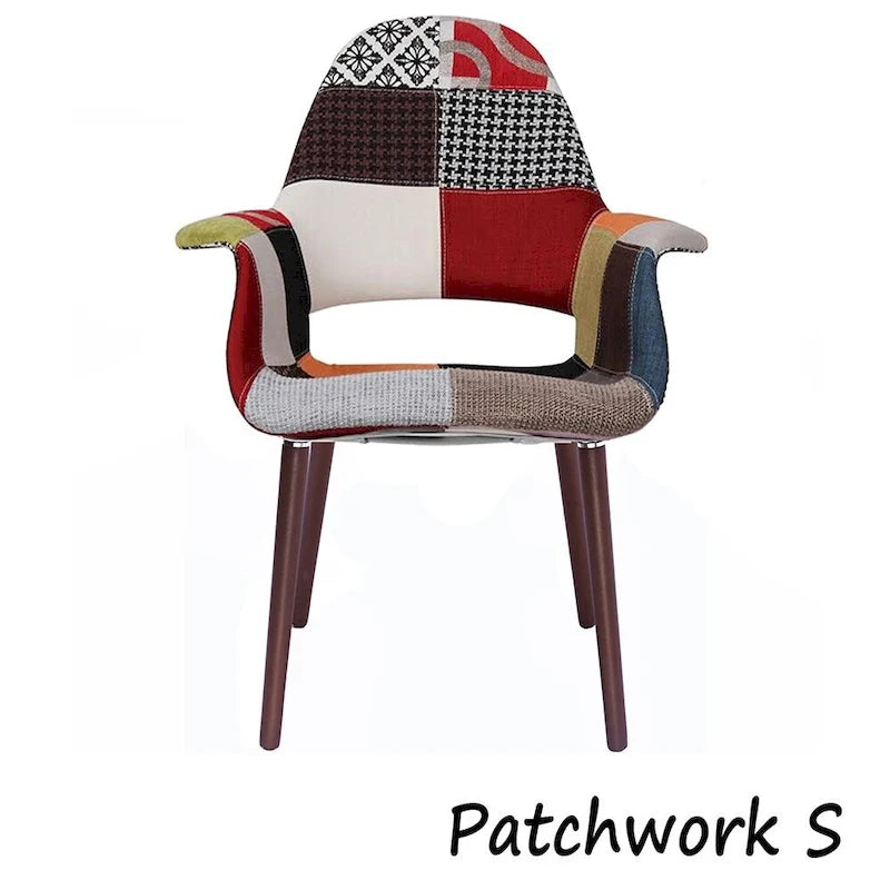 Fauteuil de salle à manger capitonné Mid-Century multicolore/patchwork, une place