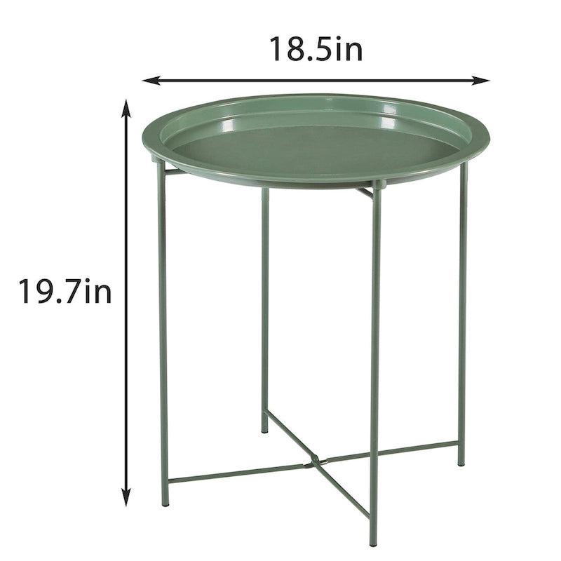 Table d'appoint ronde en métal gris / beige avec plateau amovible, lot de 1 ou 2