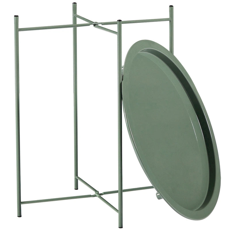 Table d'appoint ronde en métal gris / beige avec plateau amovible, lot de 1 ou 2