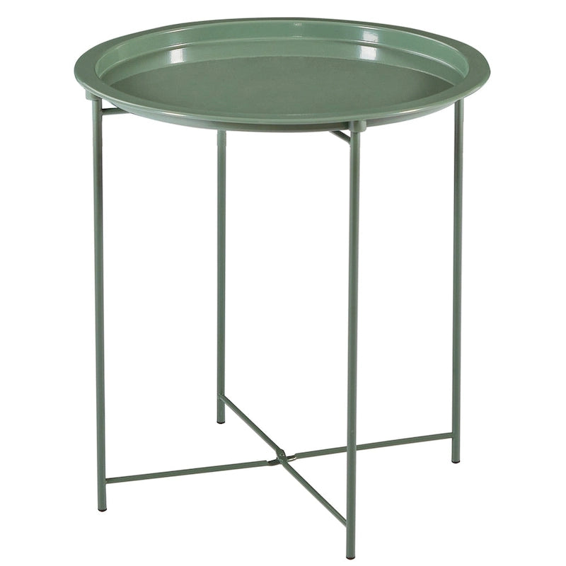 Table d'appoint ronde en métal gris / beige avec plateau amovible, lot de 1 ou 2