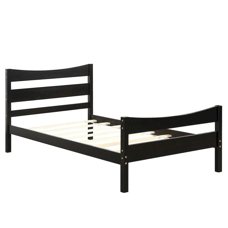 Cadre de lit plateforme jumeau Espresso avec tête de lit, pied de lit et lattes en bois, 1 personne