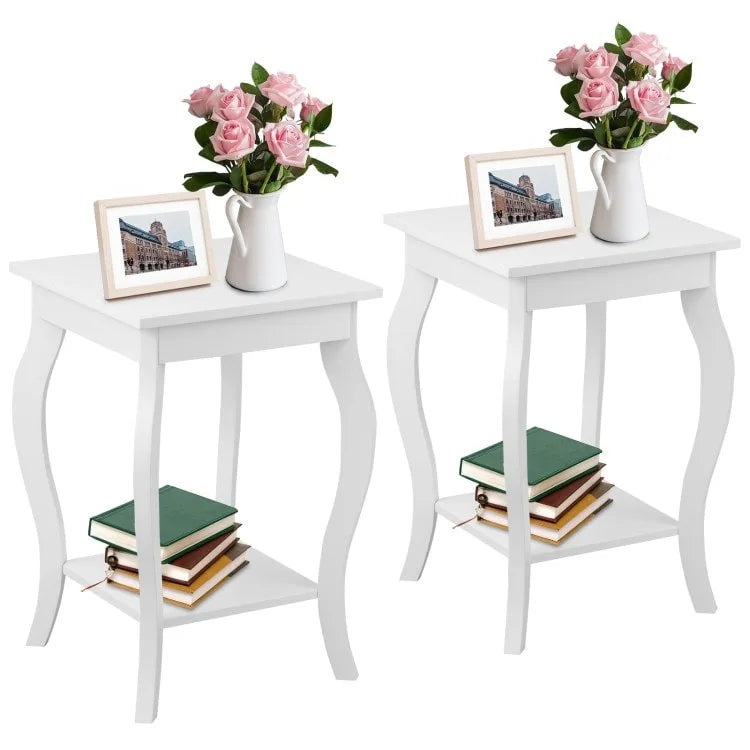 Set of 2 Accent Side Tables with Shelf - 16  x 16  x 24  (L x W x H)