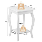 Lot de 2 tables d'appoint blanches à pieds galbés avec étagère