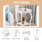 Lot de 2 tables d'appoint blanches à pieds galbés avec étagère