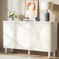 White Modern Sideboard with 4 Doors, Push-Open, Single-Person Assembly