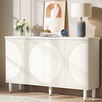 White Modern Sideboard with 4 Doors, Push-Open, Single-Person Assembly
