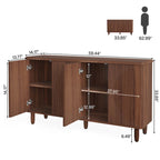 White Modern Sideboard with 4 Doors, Push-Open, Single-Person Assembly