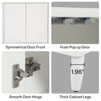 White Modern Sideboard with 4 Doors, Push-Open, Single-Person Assembly