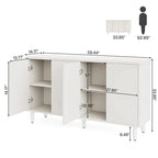 White Modern Sideboard with 4 Doors, Push-Open, Single-Person Assembly