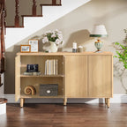 White Modern Sideboard with 4 Doors, Push-Open, Single-Person Assembly