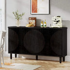 White Modern Sideboard with 4 Doors, Push-Open, Single-Person Assembly