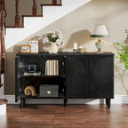 White Modern Sideboard with 4 Doors, Push-Open, Single-Person Assembly