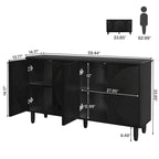 White Modern Sideboard with 4 Doors, Push-Open, Single-Person Assembly