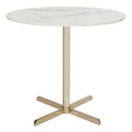 Table d'appoint ronde en marbre blanc, accent doré/argenté, simple – 20"L × 20"P × 18"H