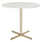 Table d'appoint ronde en marbre blanc, accent doré/argenté, simple – 20"L × 20"P × 18"H