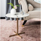 SAFAVIEH Peggy White/ Brass Round Side Table - 19.6  x 19.6  x 17.8  - 20Wx20Dx18H
