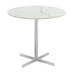 Table d'appoint ronde en marbre blanc, accent doré/argenté, simple – 20"L × 20"P × 18"H