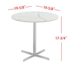 Table d'appoint ronde en marbre blanc, accent doré/argenté, simple – 20"L × 20"P × 18"H