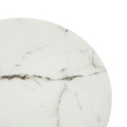 Table d'appoint ronde en marbre blanc, accent doré/argenté, simple – 20"L × 20"P × 18"H