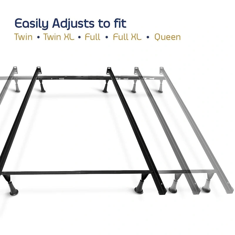 Black Metal Bed Frame, Adjustable, Queen/Full/Twin, 1-Person