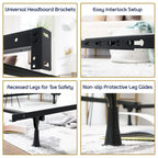 Black Metal Bed Frame, Adjustable, Queen/Full/Twin, 1-Person